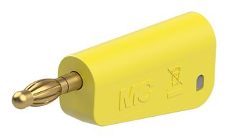 STAUBLI 64.1043-24 Banana Test Connector, 4 mm, Plug, Cable Mount, 32 A, 60 VDC, Gold Plated Contacts, Yellow