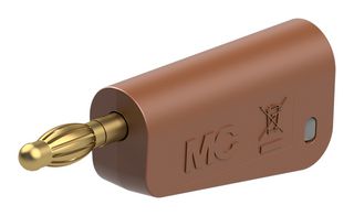 STAUBLI 64.1043-27 Banana Test Connector, 4 mm, Plug, Cable Mount, 32 A, 60 VDC, Gold Plated Contacts, Brown