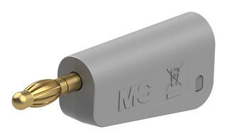 STAUBLI 64.1045-28 Banana Test Connector, 4 mm, Plug, Cable Mount, 32 A, 60 VDC, Gold Plated Contacts, Grey