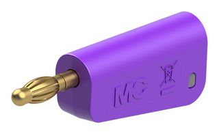 STAUBLI 64.1043-26 Banana Test Connector, 4 mm, Plug, Cable Mount, 32 A, 60 VDC, Gold Plated Contacts, Violet