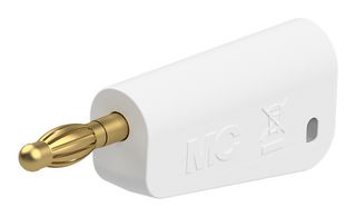 STAUBLI 64.1043-29 Banana Test Connector, 4 mm, Plug, Cable Mount, 32 A, 60 VDC, Gold Plated Contacts, White