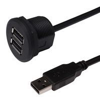 MULTICOMP PRO MP015827 USB Cable, C4 Panel Mount, IP67, Type A USB Plug to 2x Panel Type A Receptacle, 300 mm, 11.8 "