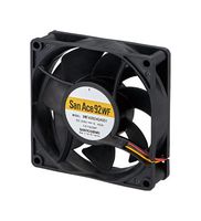 SANYO DENKI 9WFA0924H4001 DC Axial Fan, 24 V, Square, 92 mm, 25 mm, Ball Bearing, 83 CFM