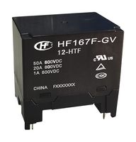 HONGFA HF167F-GV/12-HTF Power Relay, SPST-NO, 12 VDC, 50 A, HF167F-GV Series, Through Hole, Non Latching