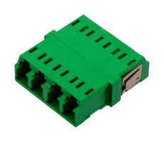 L-COM FOA-571-GRN Fiber Optic Adapter, Green, w/ Reduced Flange, Singlemode, LC x 4, LC x 4, Straight Adapter, APC