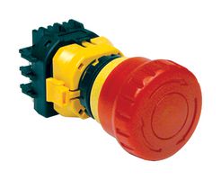 IDEC XW1E-BV402M-R Emergency Stop Switch, DPST-NC, Pushlock Reset/Push-Pull, Screw, 5 A, 250 V, 250 V