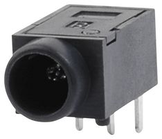SAME SKY PJ-040D DC Power Connector, Jack, 2 A, 1.3 mm, PCB Mount, Through Hole Right Angle