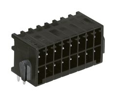 WAGO 713-1424/037-000 Terminal Block, PPA, Black, 2 Row, Header, 3.5 mm, 8 Ways, 10 A, 250 V, Through Hole Right Angle