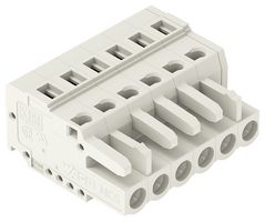 WAGO 721-106/026-000 Pluggable Terminal Block, 5 mm, 6 Ways, 28 AWG, 12 AWG, 2.5 mm², Clamp
