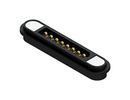 EDAC MPM-VA0-108-2R06-A00 Magnetic Connector, POGO Rectangular, 8 Contacts, Plug, Vertical, 2.2 mm, 3 A, Black