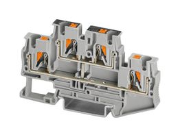 PHOENIX CONTACT 3211825 DIN Rail Mount Terminal Block, Grey, 4 Ways, 24 AWG, 10 AWG, 6 mm², Push In, 30 A