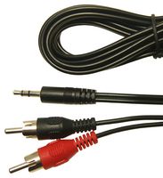 MULTICOMP PRO MP-FCR719921 Audio / Video Cable Assembly, 3.5mm Stereo Jack Plug, 2x Phono (RCA) Plug, 3.3 ft, 1 m, Black