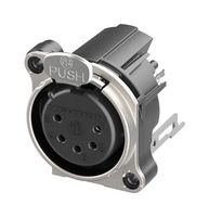 NEUTRIK NC5FBV1 XLR Connector, Vertical, 5 Contacts, Receptacle, Panel PCB Mount, Gold, Nickel, Tin Plated Contacts