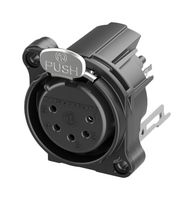 NEUTRIK NC5FBV1-B XLR Connector, Vertical, 5 Contacts, Receptacle, Panel PCB Mount, Gold, Nickel, Tin Plated Contacts