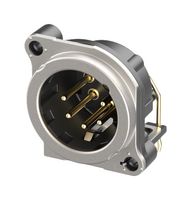 NEUTRIK NC5MBH1 XLR Connector, Horizontal, 5 Contacts, Plug, Panel PCB Mount, Gold Plated Contacts