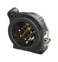 NEUTRIK NC5MBH1-B XLR Connector, Horizontal, 5 Contacts, Plug, Panel PCB Mount, Gold Plated Contacts