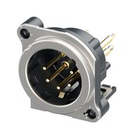 NEUTRIK NC5MBV1 XLR Connector, Vertical, 5 Contacts, Plug, Panel PCB Mount, Gold Plated Contacts