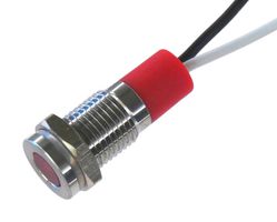 OSHINO LAMPS PL08SL016 LED Panel Mount Indicator, 625nm, 140 deg, Red, 240 V, 8 mm, 20 mA, 600 mcd, IP67