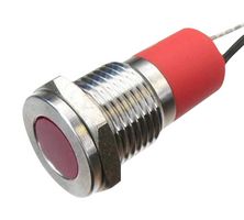 OSHINO LAMPS PL12SL015 LED Panel Mount Indicator, 625nm, 140 deg, Red, 110 V, 12 mm, 20 mA, 70 mcd, IP67