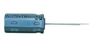 NICHICON UVR1E222MHD Electrolytic Capacitor, 2200 µF, 25 V, ± 20%, Radial Leaded, 2000 hours @ 85°C, Polar