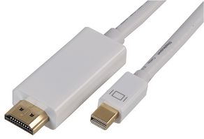 PRO SIGNAL PSG04020 Audio / Video Cable Assembly, Mini DisplayPort Plug, HDMI Plug, 3.28 ft, 1 m, White