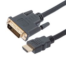 L-COM HDMIDVI-MM-F-2M CABLE ASSY, HDMI-2.0 DVI PLUG, 6.6